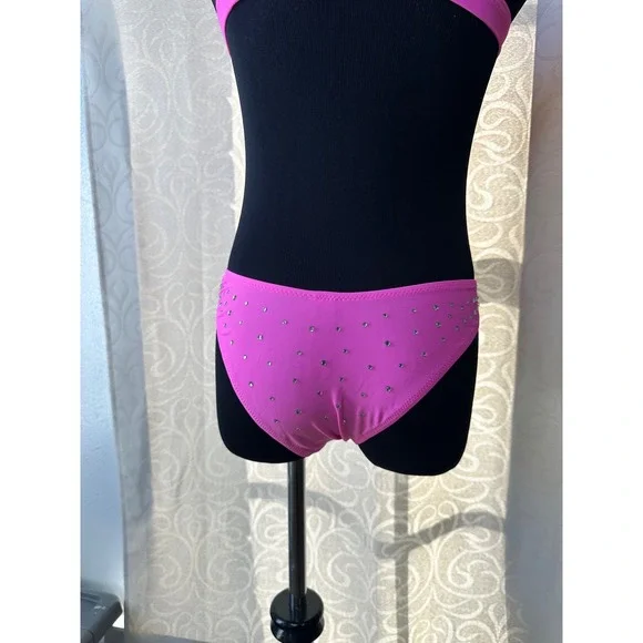 Hot‎ Pink Rhinestone Bikini Set Women's Swimsuit Sparkle Beachwear - M - Picture 6 of 7